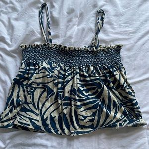 smocked cropped flower tank